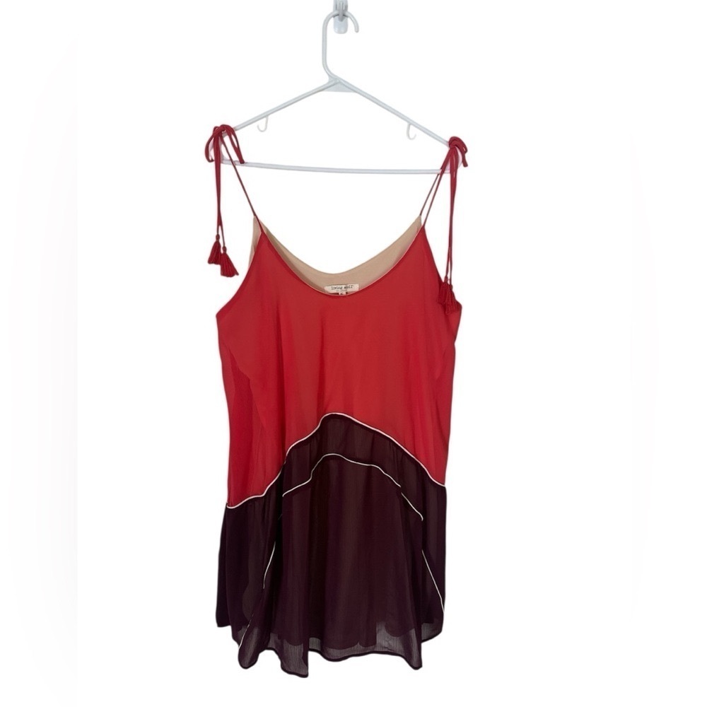 Living Doll Flowy Tassel Tie Shoulder Strap Dress Size XL  Coral Maroon - Picture 14 of 14